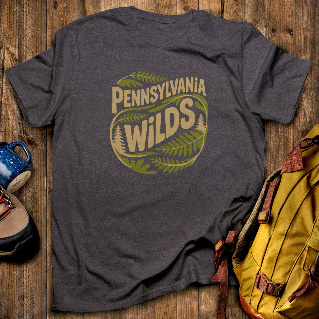 Pennsylvania Wilds Ferns T-Shirt Dark Heather Adventure and Outdoors Themed T-Shirt