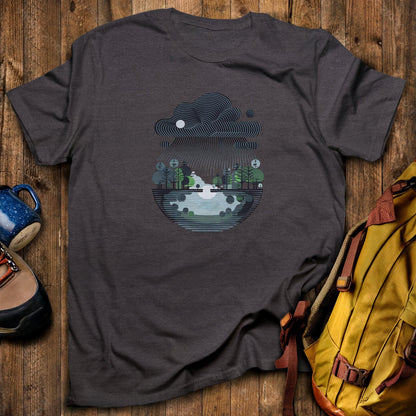 Rainy Day Reflection T-Shirt Dark Heather Adventure and Outdoors Themed T-Shirt