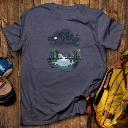 Rainy Day Reflection T-Shirt Heather Navy Adventure and Outdoors Themed T-Shirt
