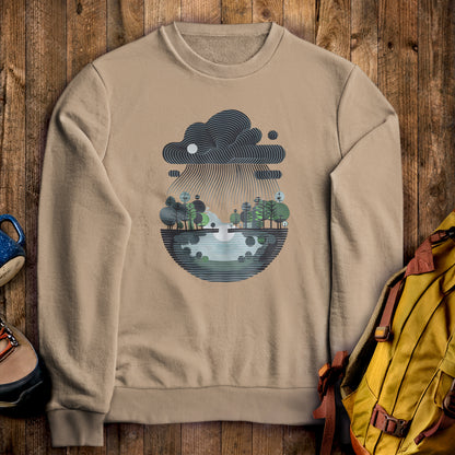 Rainy Day Reflection Crewneck Sweatshirt Sand Adventure and Outdoors Themed Sweatshirt