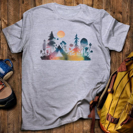 Watercolor Wildflower Retreat T-Shirt Sport Grey Adventure and Outdoors Themed T-Shirt