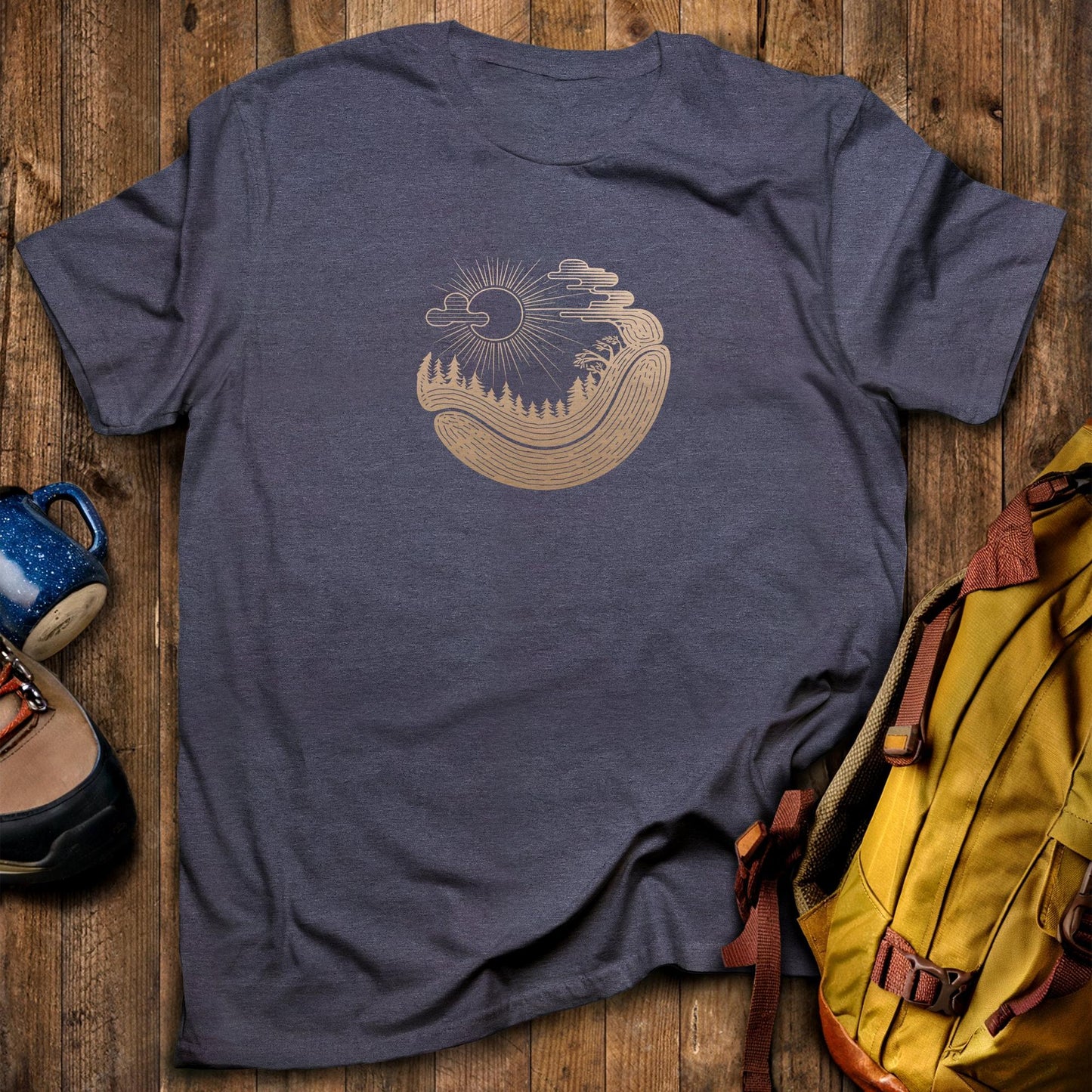 Forest Flow T-Shirt Heather Navy Adventure and Outdoors Themed T-Shirt