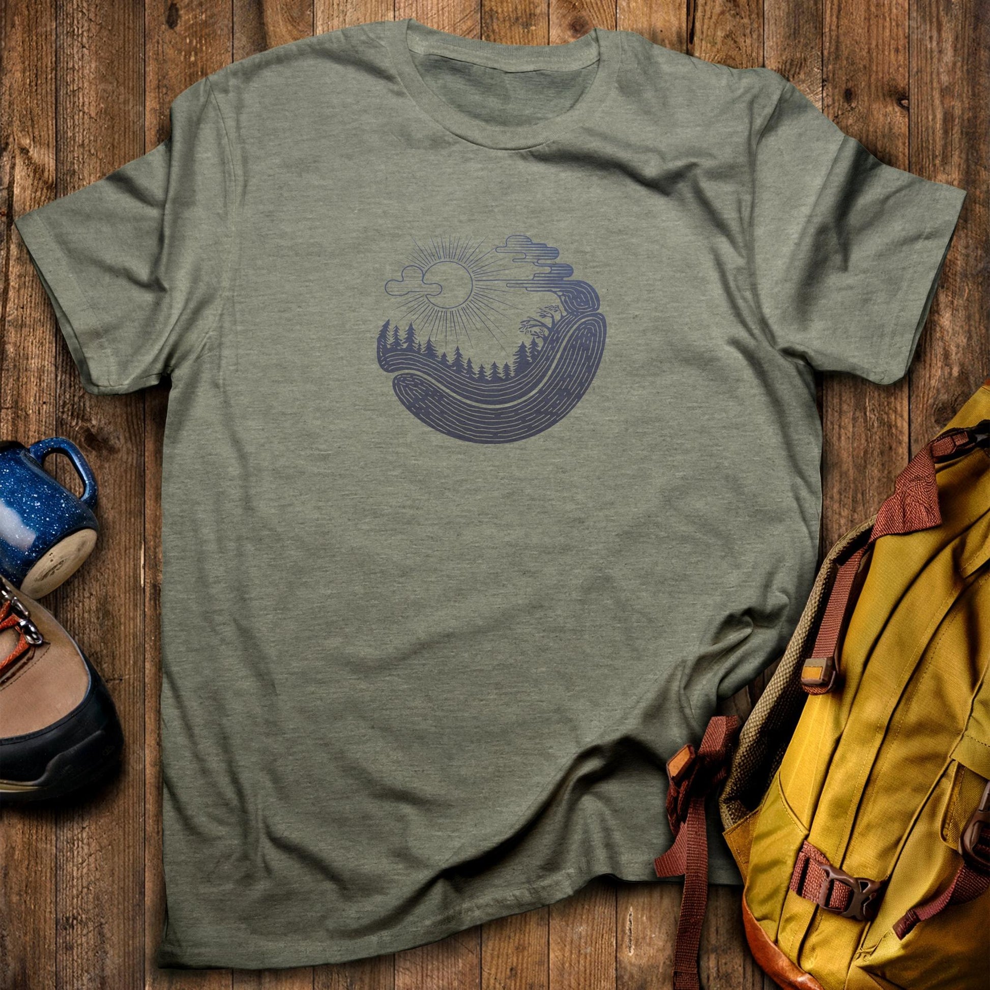 Forest Flow T-Shirt Heather Military Green Adventure and Outdoors Themed T-Shirt