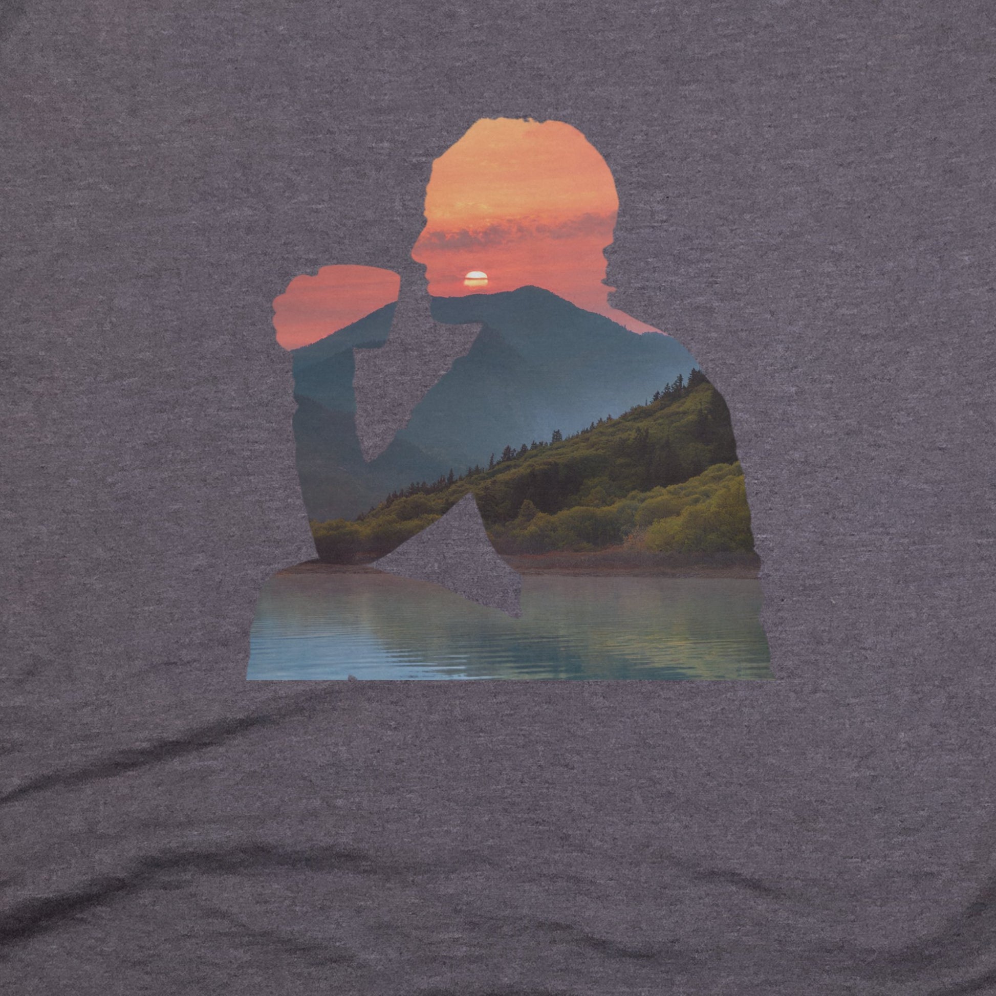 Sipping Coffee at Sunset T-Shirt Adventure and Outdoors Themed T-Shirt