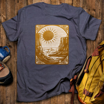 The Wanderer Tarot T-Shirt Heather Navy Adventure and Outdoors Themed T-Shirt
