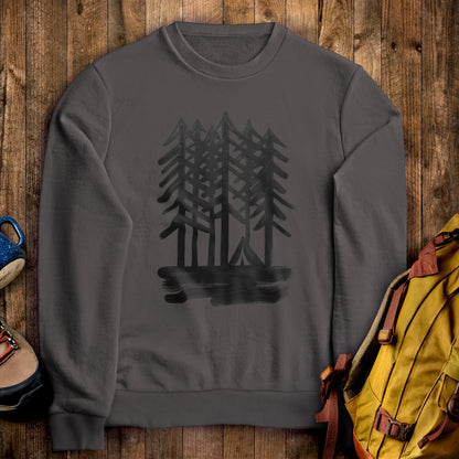 Tall Tree Painting Crewneck Sweatshirt Charcoal Adventure and Outdoors Themed Sweatshirt