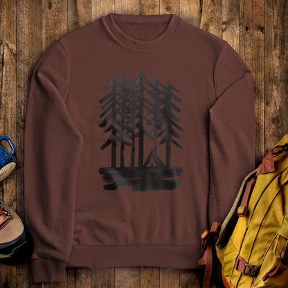Tall Tree Painting Crewneck Sweatshirt Cocoa Adventure and Outdoors Themed Sweatshirt