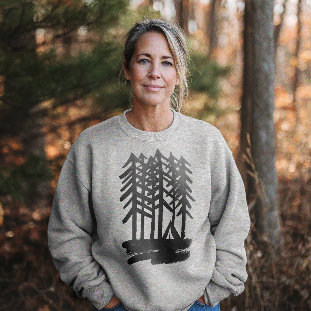 Tall Tree Painting Crewneck Sweatshirt Adventure and Outdoors Themed Sweatshirt