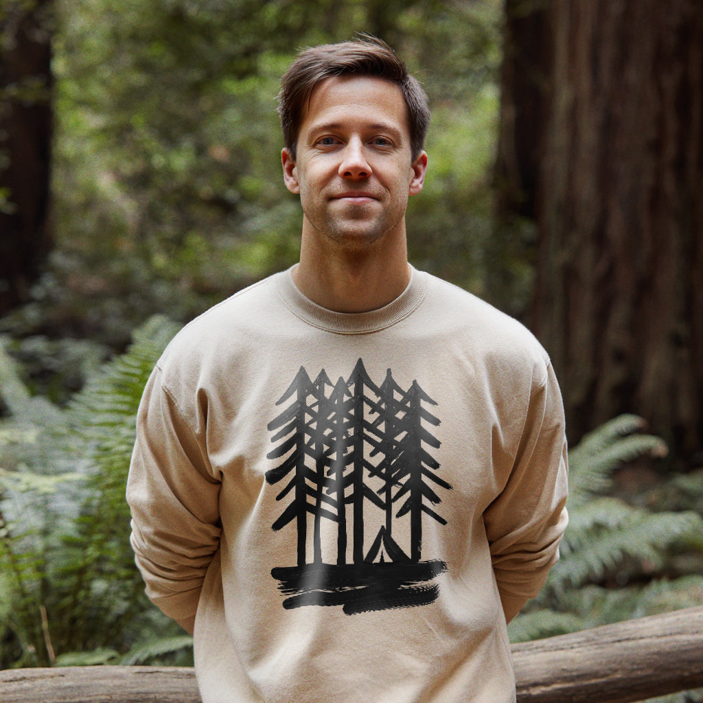 Tall Tree Painting Crewneck Sweatshirt Adventure and Outdoors Themed Sweatshirt