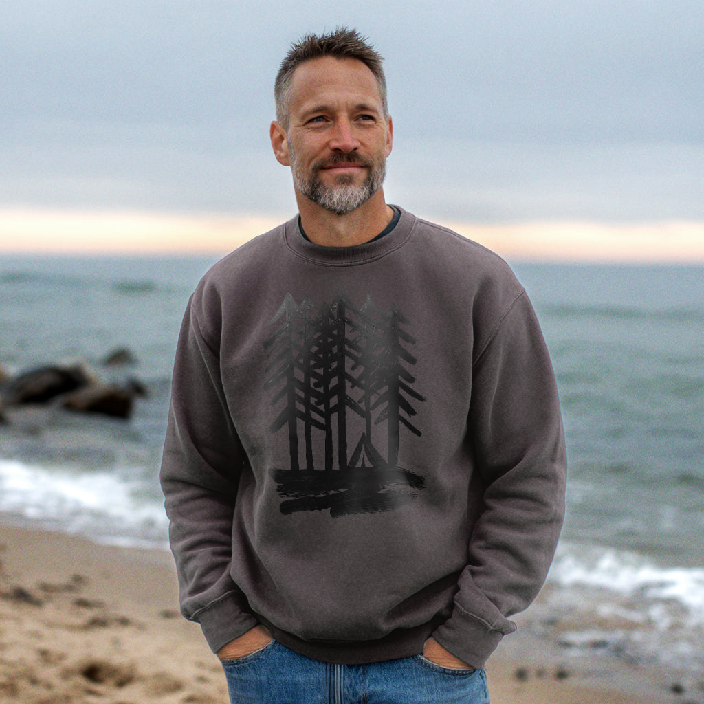 Tall Tree Painting Crewneck Sweatshirt Adventure and Outdoors Themed Sweatshirt