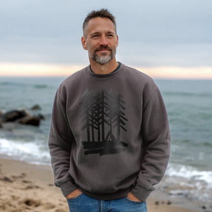 Tall Tree Painting Crewneck Sweatshirt Adventure and Outdoors Themed Sweatshirt