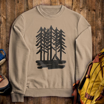 Tall Tree Painting Crewneck Sweatshirt Sand Adventure and Outdoors Themed Sweatshirt