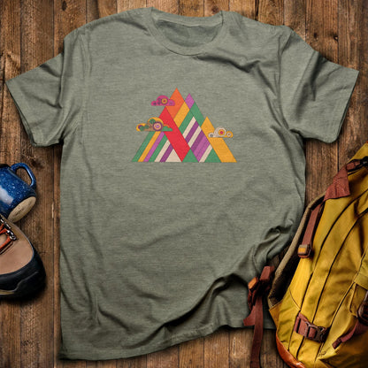 Retro Peaks T-Shirt Heather Military Green Adventure and Outdoors Themed T-Shirt