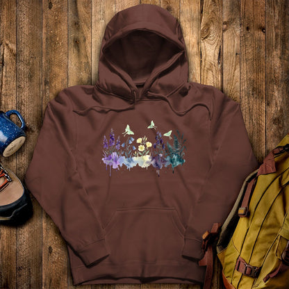 Watercolor Luna Moth Wildflowers Hoodie