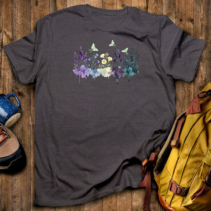 Watercolor Luna Moth Wildflowers T-Shirt
