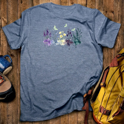 Watercolor Luna Moth Wildflowers T-Shirt