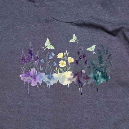 Watercolor Luna Moth Wildflowers T-Shirt