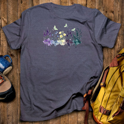 Watercolor Luna Moth Wildflowers T-Shirt