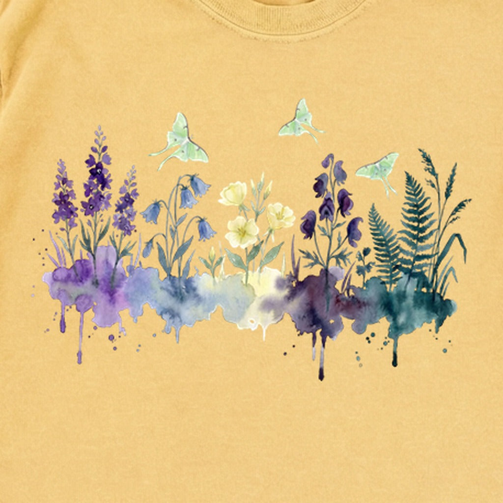 Watercolor Luna Moth Wildflowers Premium Long Sleeve