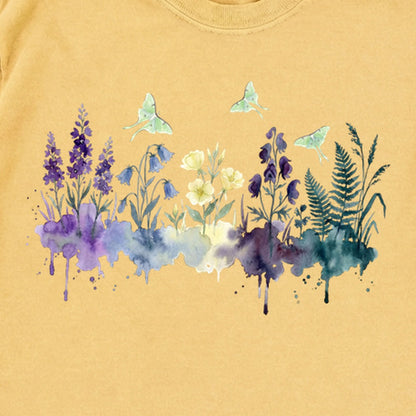 Watercolor Luna Moth Wildflowers Premium Long Sleeve