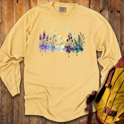 Watercolor Luna Moth Wildflowers Premium Long Sleeve