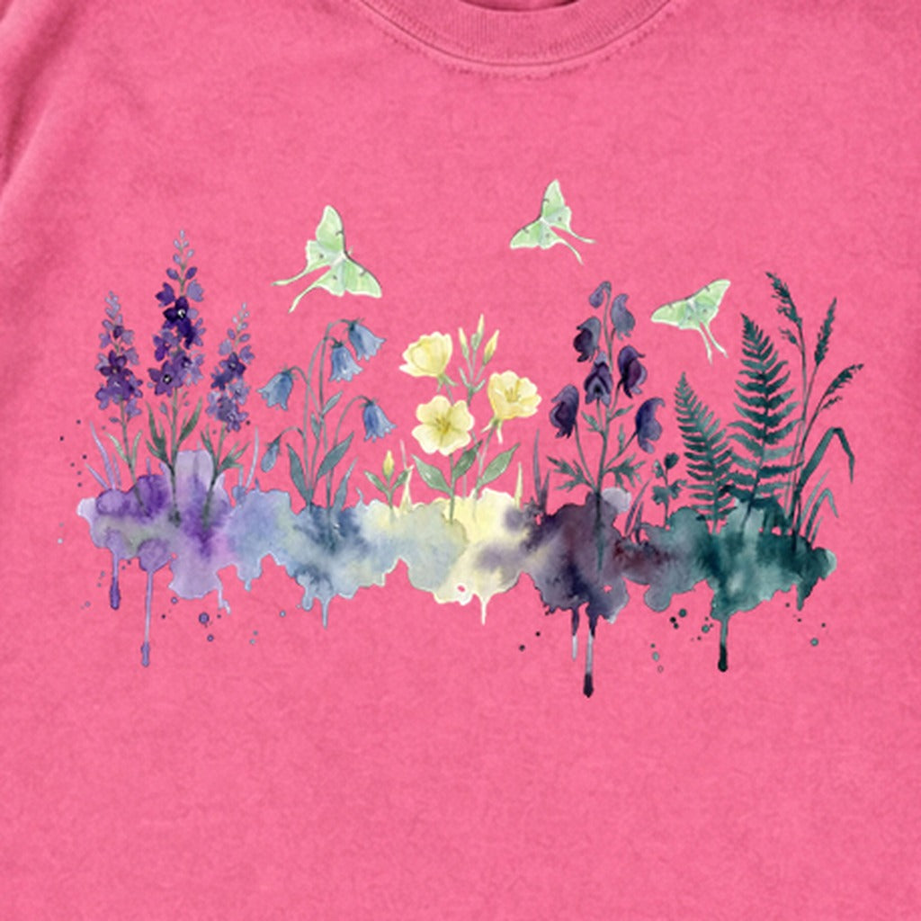 Watercolor Luna Moth Wildflowers Premium Long Sleeve