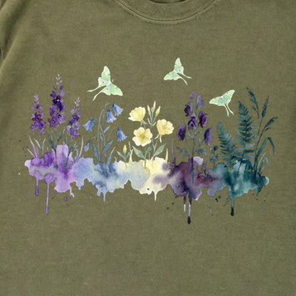 Watercolor Luna Moth Wildflowers Premium Long Sleeve