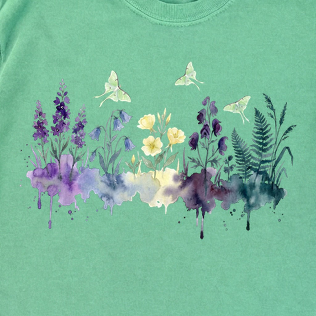 Watercolor Luna Moth Wildflowers Premium Long Sleeve