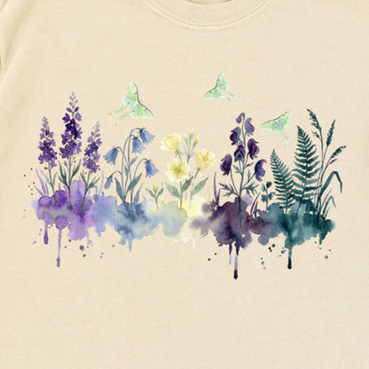 Watercolor Luna Moth Wildflowers Premium Long Sleeve