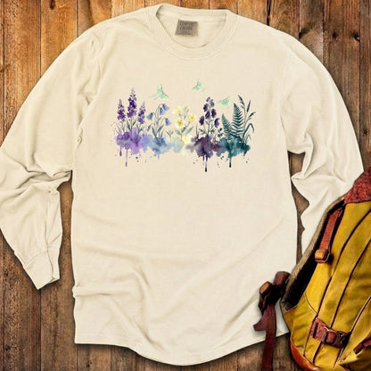Watercolor Luna Moth Wildflowers Premium Long Sleeve