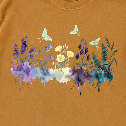 Watercolor Luna Moth Wildflowers Premium Long Sleeve