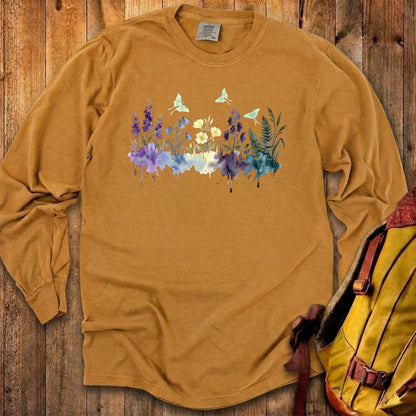 Watercolor Luna Moth Wildflowers Premium Long Sleeve