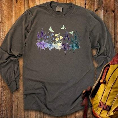 Watercolor Luna Moth Wildflowers Premium Long Sleeve