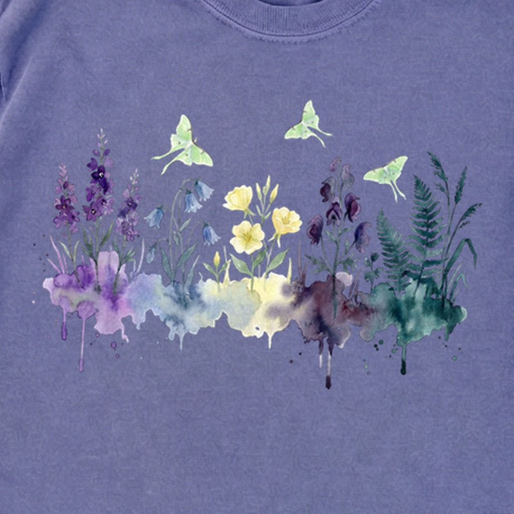 Watercolor Luna Moth Wildflowers Premium Long Sleeve