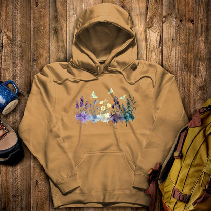 Watercolor Luna Moth Wildflowers Hoodie