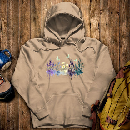 Watercolor Luna Moth Wildflowers Hoodie