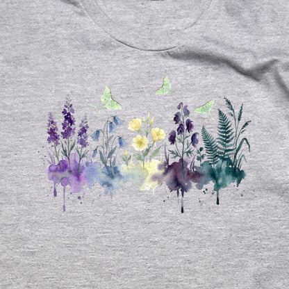 Watercolor Luna Moth Wildflowers T-Shirt