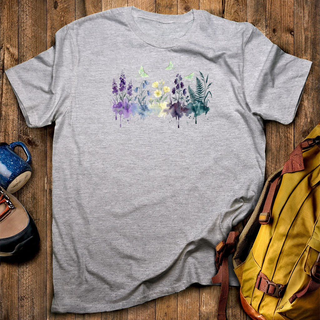 Watercolor Luna Moth Wildflowers T-Shirt