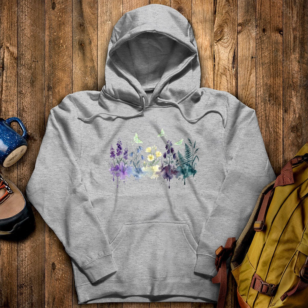 Watercolor Luna Moth Wildflowers Hoodie