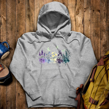 Watercolor Luna Moth Wildflowers Hoodie