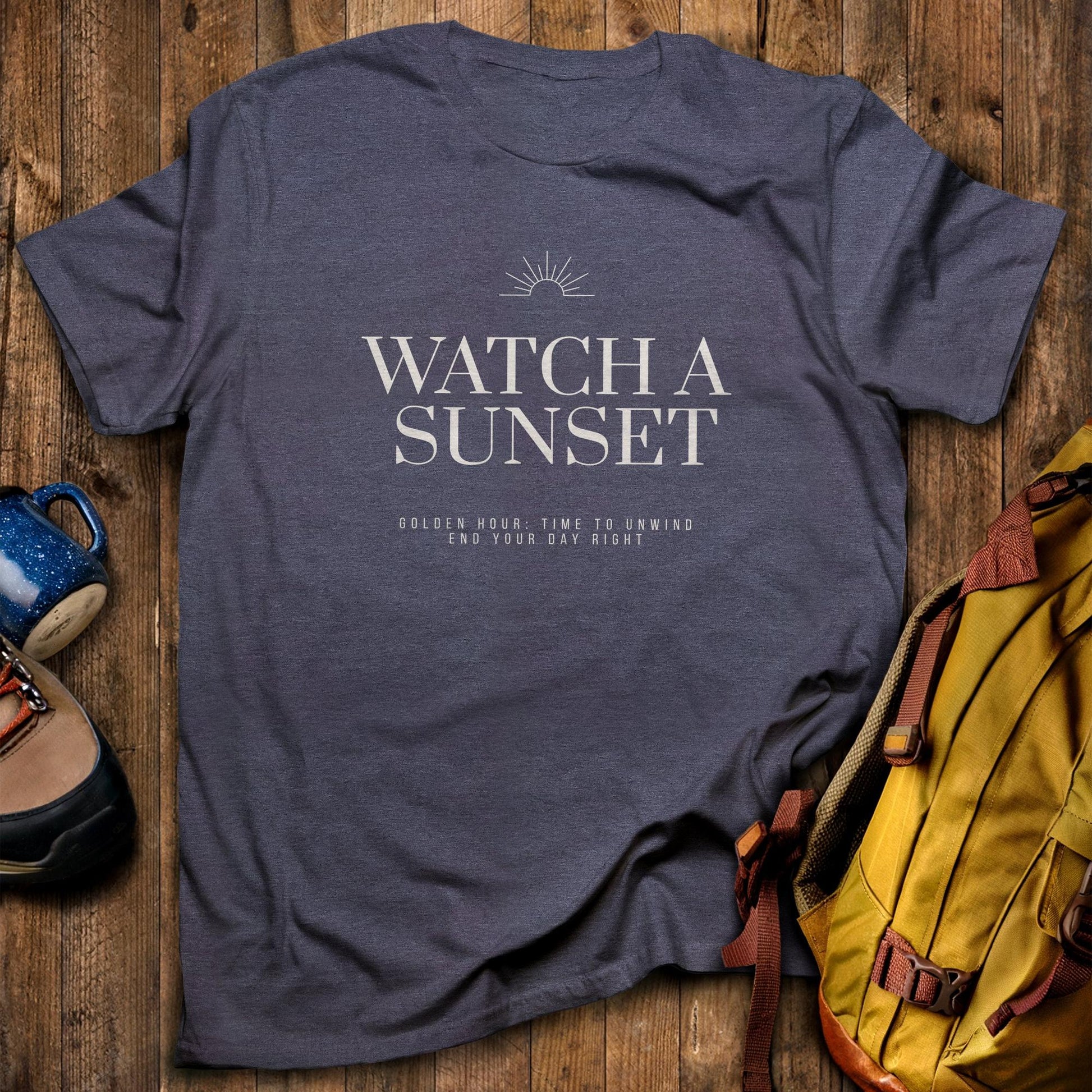 End Your Day Right T-Shirt Heather Navy Adventure and Outdoors Themed T-Shirt