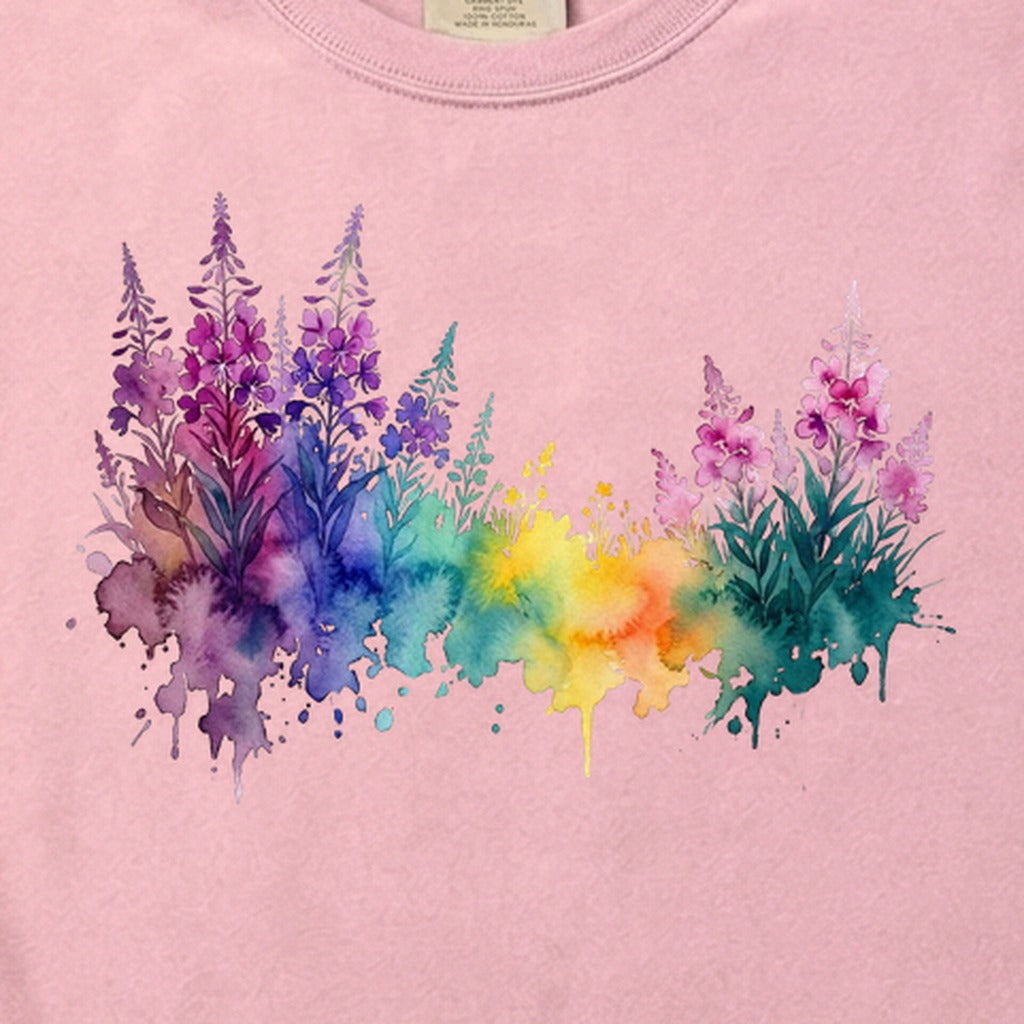 Watercolor Fireweed Cotton T-Shirt