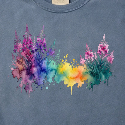 Watercolor Fireweed Cotton T-Shirt