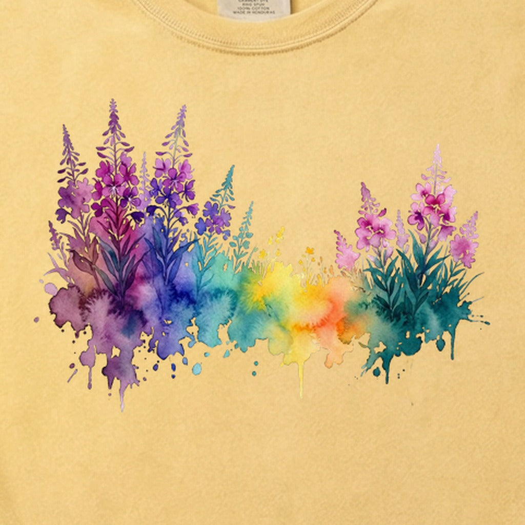 Watercolor Fireweed Cotton T-Shirt