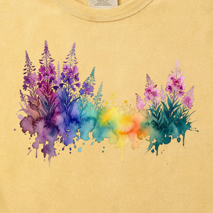 Watercolor Fireweed Cotton T-Shirt