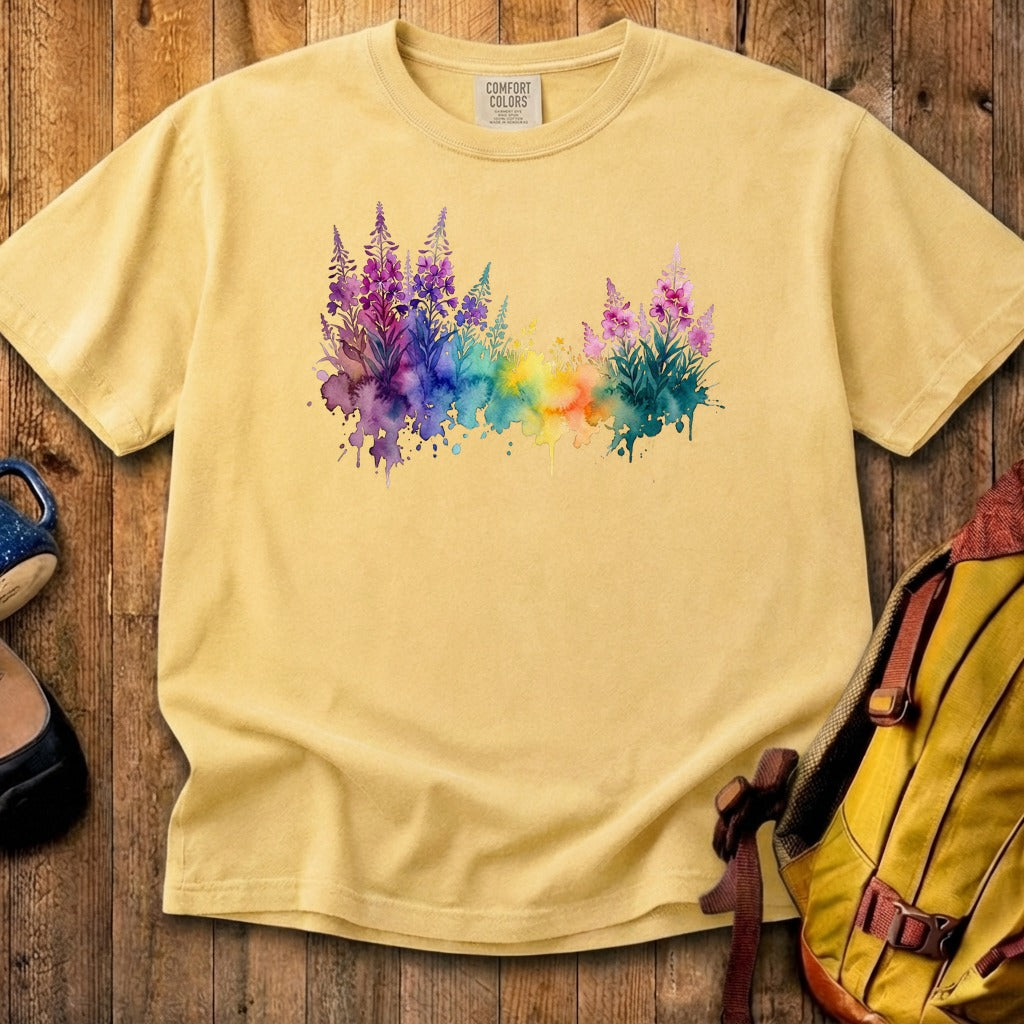 Watercolor Fireweed Cotton T-Shirt