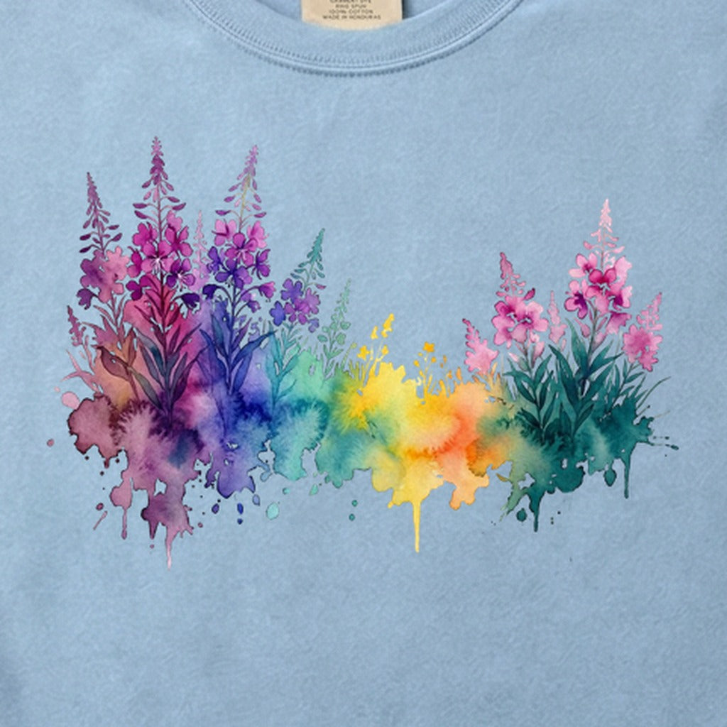 Watercolor Fireweed Cotton T-Shirt