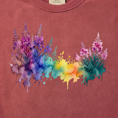 Watercolor Fireweed Cotton T-Shirt