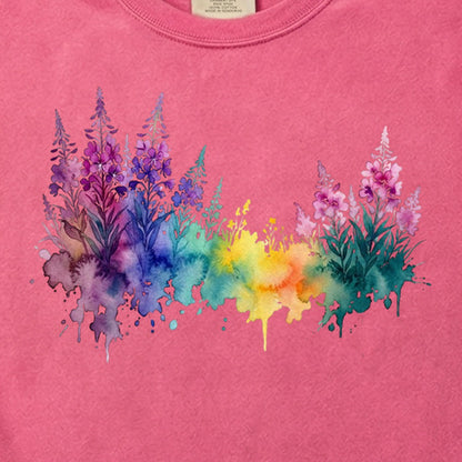 Watercolor Fireweed Cotton T-Shirt