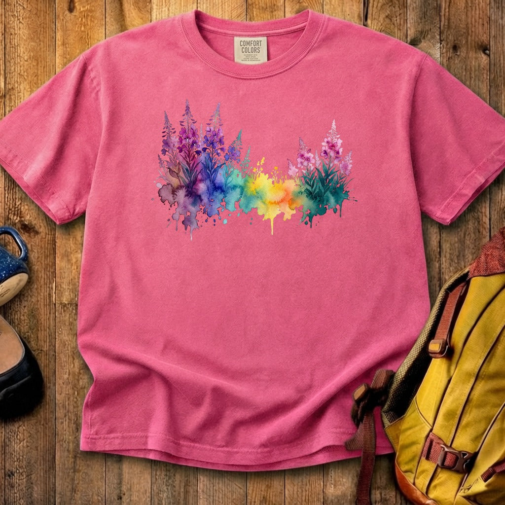Watercolor Fireweed Cotton T-Shirt